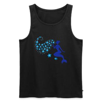 Meerjungfrau - Mermaid Kiss - Nixe - See - 3C - Männer Premium Bio Tank Top - Schwarz - Vorne - Michal (187cm)