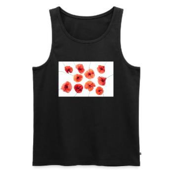 MOHNBLUME Rot Weiss - Männer Premium Bio Tank Top - Schwarz - Vorne - AI Model Male 178 light (178cm)