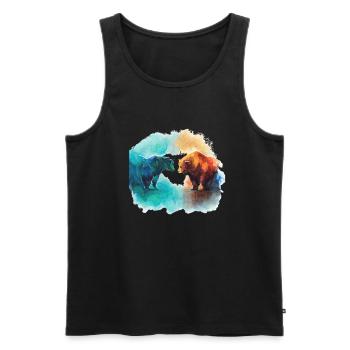 Taurus Face Bear Design Watercolor Style Stock - Débardeur bio Premium Homme - noir - Devant - AI Model Male 178 light (178cm)