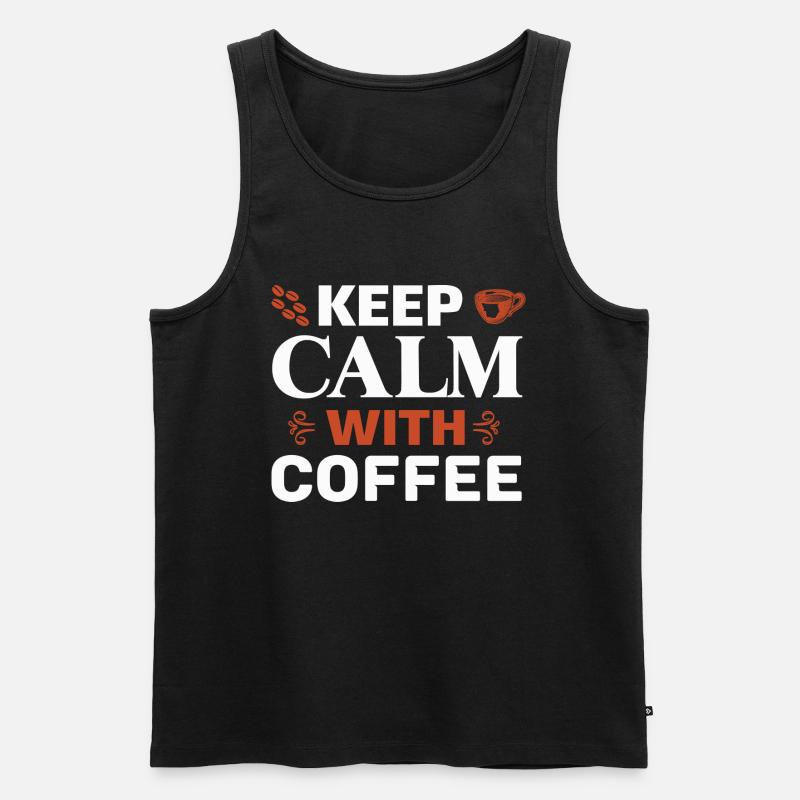 Keep calm with coffee - Männer Premium Bio Tank Top - Schwarz