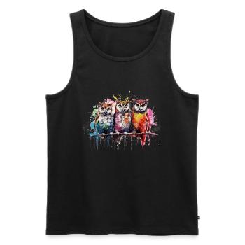 Grafitti Eulen - Männer Premium Bio Tank Top - Schwarz - Vorne - AI Model Male 178 light (178cm)