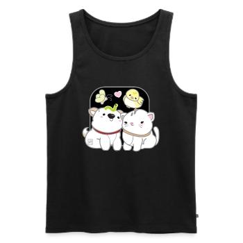 Dog Korean - Japanese Style 13 - Men's Premium Organic Tank Top - black - Front - Michal (187cm)