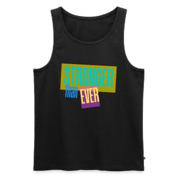 Stronger than ever - Männer Premium Bio Tank Top - Schwarz - Vorne - AI Model Male 178 light (178cm)