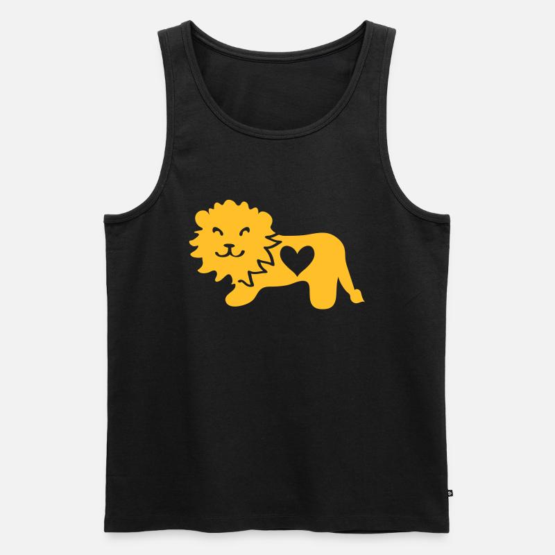 Löwe mit Herz - Männer Premium Bio Tank Top - Schwarz