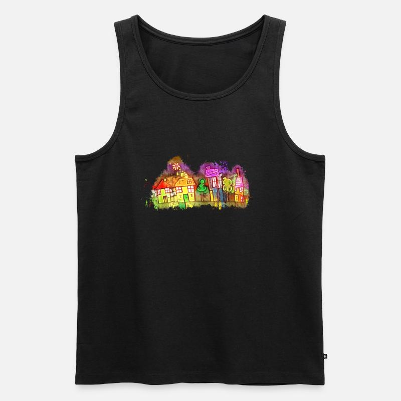 Häuser Immobilien hell glühend - Männer Premium Bio Tank Top - Schwarz