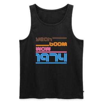 Vintage 1974 Shirt Retro yes Boom Wow - Men's Premium Organic Tank Top - black - Front - Michal (187cm)