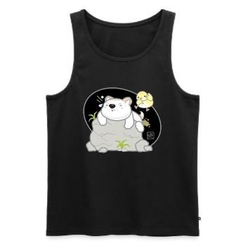 Dog Korean - Japanese Style 08 - Men's Premium Organic Tank Top - black - Front - Michal (187cm)