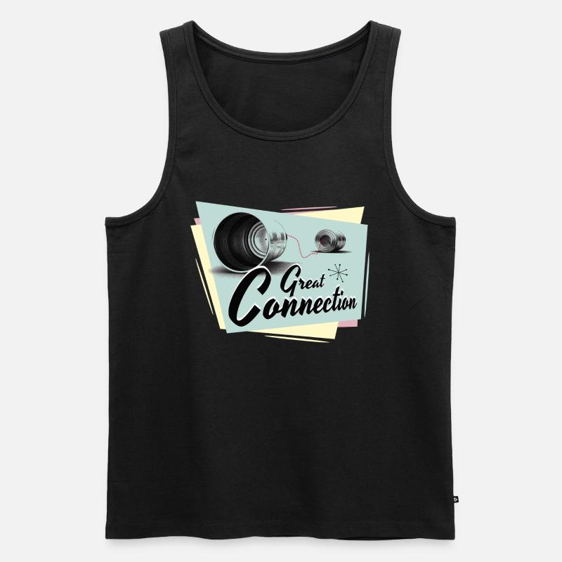 Fifties Great connection Telefon - Männer Premium Bio Tank Top - Schwarz