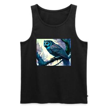 Eule - Männer Premium Bio Tank Top - Schwarz - Vorne - Michal (187cm)