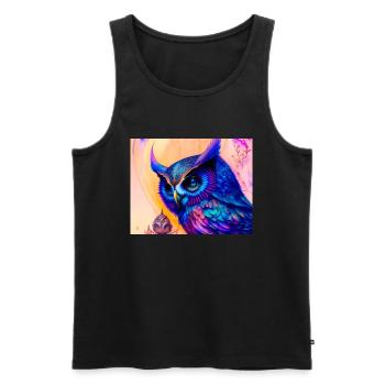 Owl - Men's Premium Organic Tank Top - black - Front - AI Model Male 178 light (178cm)
