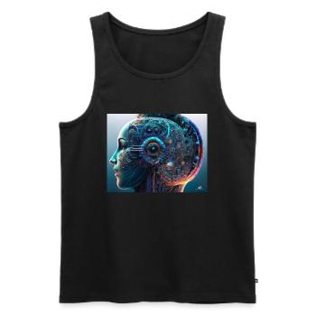 Mechanisches Gehirn eines Menschen - Männer Premium Bio Tank Top - Schwarz - Vorne - AI Model Male 178 light (178cm)