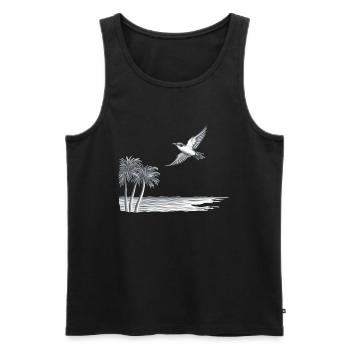 Freedom - bird flies over the sea to the horizon - Men's Premium Organic Tank Top - black - Front - AI Model Male 178 light (178cm)