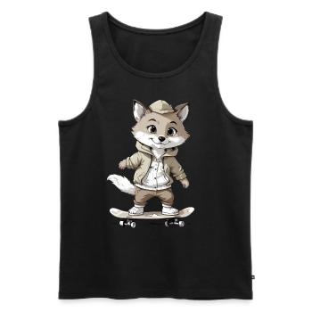 Little Fox Skateboarder Skateboard - Débardeur bio Premium Homme - noir - Devant - Michal (187cm)