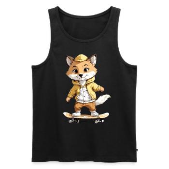 Fox Rides Skateboard Skater - Men's Premium Organic Tank Top - black - Front - Michal (187cm)