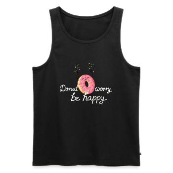 Donut worry, be happy! - Männer Premium Bio Tank Top - Schwarz - Vorne - Michal (187cm)