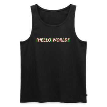 'HELLO World' - Männer Premium Bio Tank Top - Schwarz - Vorne - Michal (187cm)