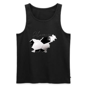 Slowenien Landkarte umrahmt echten Fußball EN - Männer Premium Bio Tank Top - Schwarz - Vorne - AI Model Male 178 light (178cm)