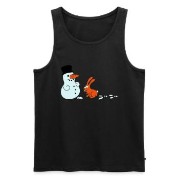Schneemann und Hase mit Spuren - Men's Premium Organic Tank Top - black - Front - Michal (187cm)