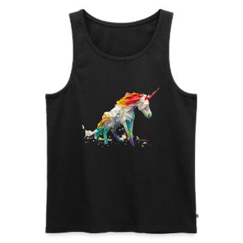 Origami Geometrie Einhorn bunt modern arty - Männer Premium Bio Tank Top - Schwarz - Vorne - Michal (187cm)
