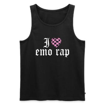 J'Adore L'Emo Rap J'aime La Musique Emo Rap - Débardeur bio Premium Homme - noir - Devant - AI Model Male 178 light (178cm)