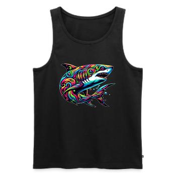 Hai - Männer Premium Bio Tank Top - Schwarz - Vorne - Michal (187cm)