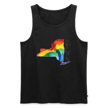 New York (USA) | echte Flagge | LGBTQIA+ Script - Männer Premium Bio Tank Top - Schwarz - Vorne - Michal (187cm)