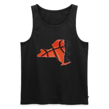 New York (États-Unis) | Vrai basket-ball | Carte Sct - Débardeur bio Premium Homme - noir - Devant - Michal (187cm)