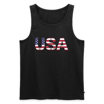 Les États-Unis aux couleurs du drapeau américain drapeau - Débardeur bio Premium Homme - noir - Devant - AI Model Male 178 light (178cm)