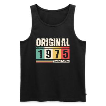 50th Birthday Gift Husband Original February 1975 - Men's Premium Organic Tank Top - black - Front - AI Model Male 178 light (178cm)