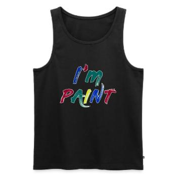 JE SUIS PEINTRE - J’adore peindre au doigt – Peintures au doigt - Débardeur bio Premium Homme - noir - Devant - AI Model Male 178 light (178cm)