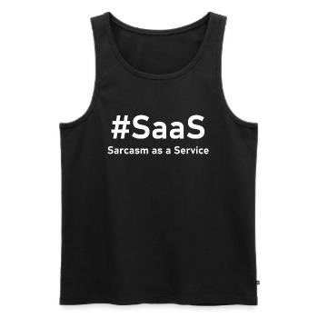 Le sarcasme en tant que service | Drôle de dicton informatique pour les nerds - Débardeur bio Premium Homme - noir - Devant - AI Model Male 178 light (178cm)