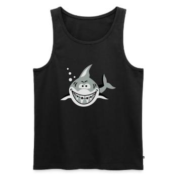 Hai mit Zahnspange - Männer Premium Bio Tank Top - Schwarz - Vorne - AI Model Male 178 light (178cm)