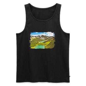 gxp alpine view mountains vector art - Men's Premium Organic Tank Top - black - Front - AI Model Male 178 light (178cm)