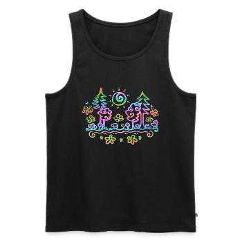 Colorful Forest, Nature, Hiking, Summer, Sun, Flowers - Men's Premium Organic Tank Top - black - Front - AI Model Male 178 light (178cm)