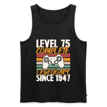 Niveau 75 Complet Vintage Anniversaire 75 Ans - Débardeur bio Premium Homme - noir - Devant - Michal (187cm)