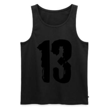 13 Zahl Trikot - Männer Premium Bio Tank Top - Schwarz - Vorne - Michal (187cm)