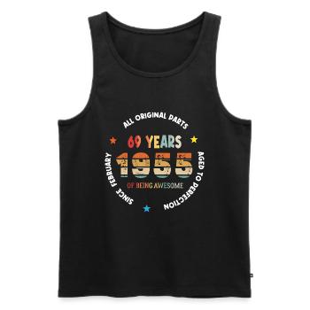 69 Jahre alt Baujahr 1955 Jahrgang Februar 1955 - Männer Premium Bio Tank Top - Schwarz - Vorne - AI Model Male 178 light (178cm)