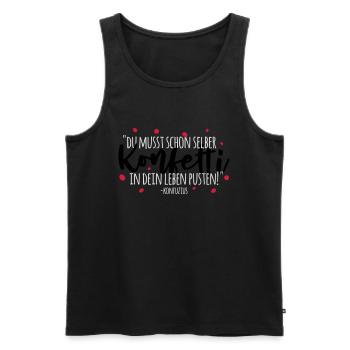 Konfuzius und Konfetti - Männer Premium Bio Tank Top - Schwarz - Vorne - Michal (187cm)