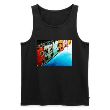 Buntes Burano (Venedig) - Männer Premium Bio Tank Top - Schwarz - Vorne - AI Model Male 178 light (178cm)