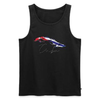 Cuba flag in the Cuba map EN - Men's Premium Organic Tank Top - black - Front - Michal (187cm)