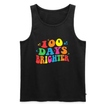 100 days brighter - 100th Day Of School Gift - Men's Premium Organic Tank Top - black - Front - AI Model Male 178 light (178cm)