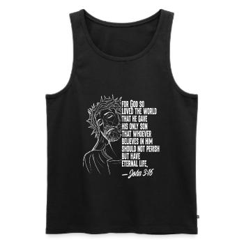 Jesus Christ John 3:16 Bible verse - Men's Premium Organic Tank Top - black - Front - AI Model Male 178 light (178cm)
