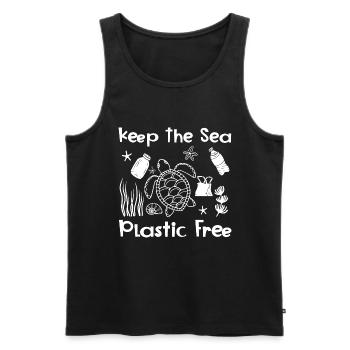 Keep The Sea Plastic Free Schildkröte Motiv - Männer Premium Bio Tank Top - Schwarz - Vorne - Michal (187cm)