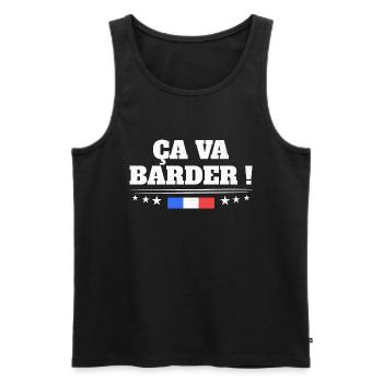Ça Va Barder Drapeau Français Patriote France - Débardeur bio Premium Homme - noir - Devant - AI Model Male 178 light (178cm)