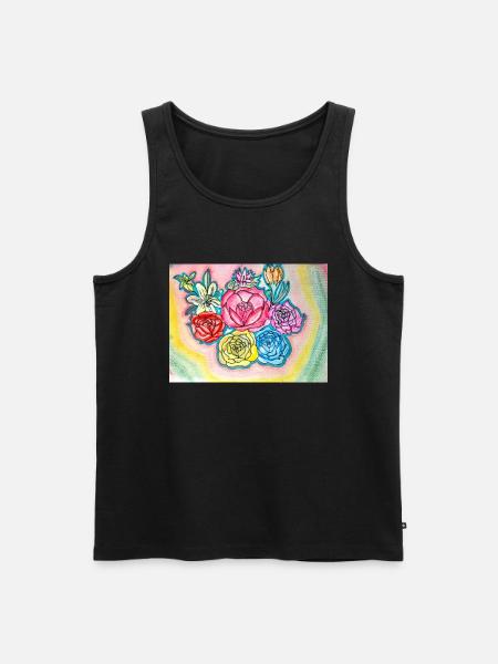 Flowers - Männer Premium Bio Tank Top - Schwarz