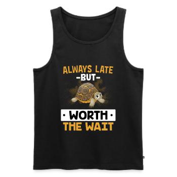 Always Late But Worth The Wait - Turtle JGA - Men's Premium Organic Tank Top - black - Front - AI Model Male 178 light (178cm)