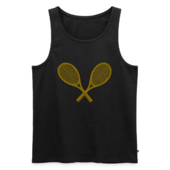 Tennisschläger - Männer Premium Bio Tank Top - Schwarz - Vorne - Michal (187cm)