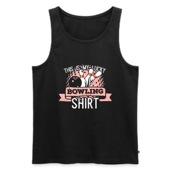 This is my lucky bowling shirt - Men's Premium Organic Tank Top - black - Front - Michal (187cm)