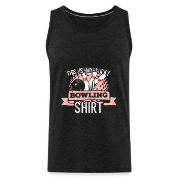 This is my lucky bowling shirt - Men's Premium Organic Tank Top - charcoal grey - Front - Alexander (188cm)