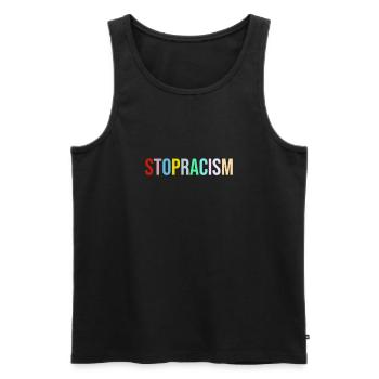 STOPRACISM - Stop Racisme - Contre le racisme - Débardeur bio Premium Homme - noir - Devant - Michal (187cm)
